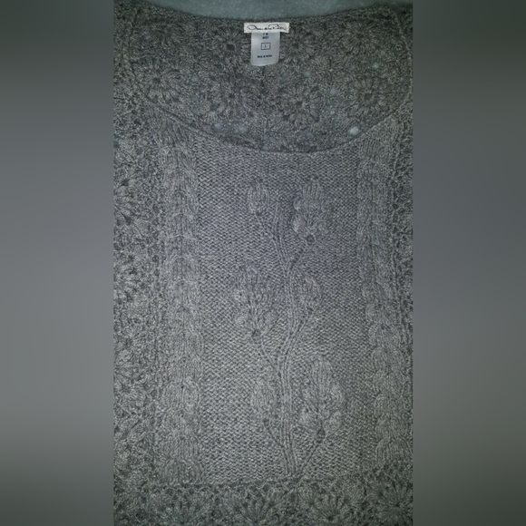 *$2,200 OSCAR DE LA RENTA GREY CASHMERE RUNWAY HAND KNIT BLOUSE S - Picture 8 of 9